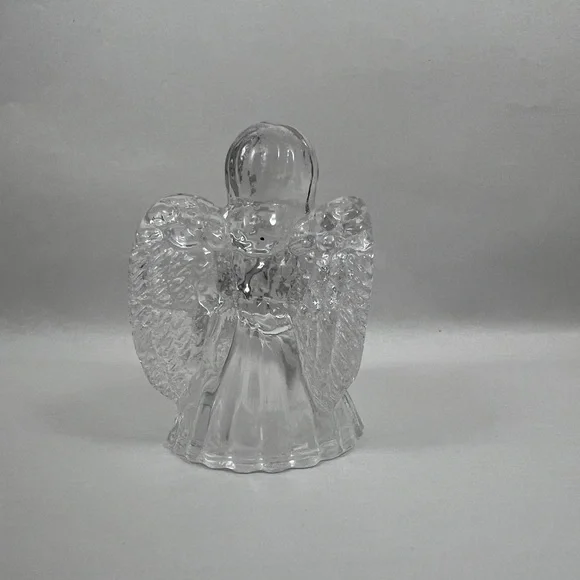 Small Glass Angel Clear Candle Holder Elegant Christmas Decorative Figurine - Picture 2 of 4